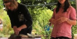 People leading a plant dye workshop