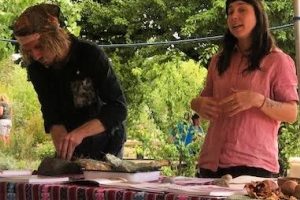 People leading a plant dye workshop