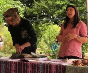 People leading a plant dye workshop